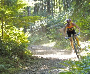 A cyclist from the 2013 Victoria X Tri on July 14.